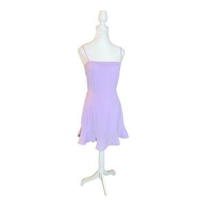 Lucy In The Sky Purple Mini Dress Spaghetti Strap Bow Back Ruffle‎ Hem Medium